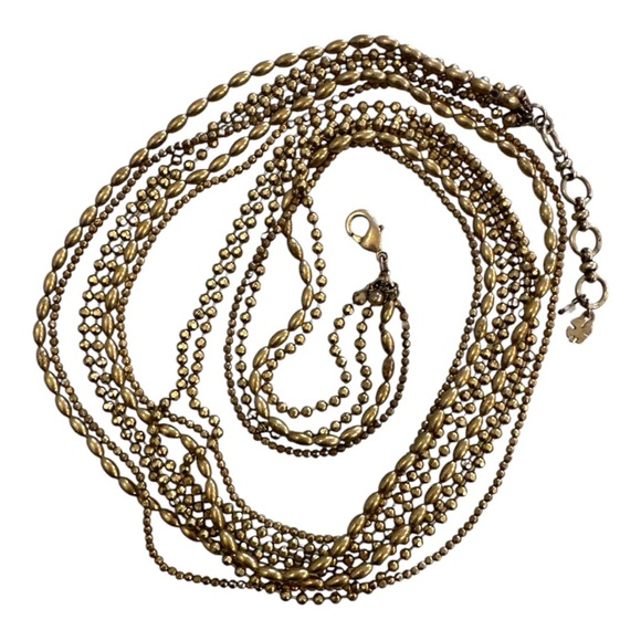 Lucky Brand | Gold-Tone Multi-Strand Bead Chain Long Necklace - Picture 3 of 16